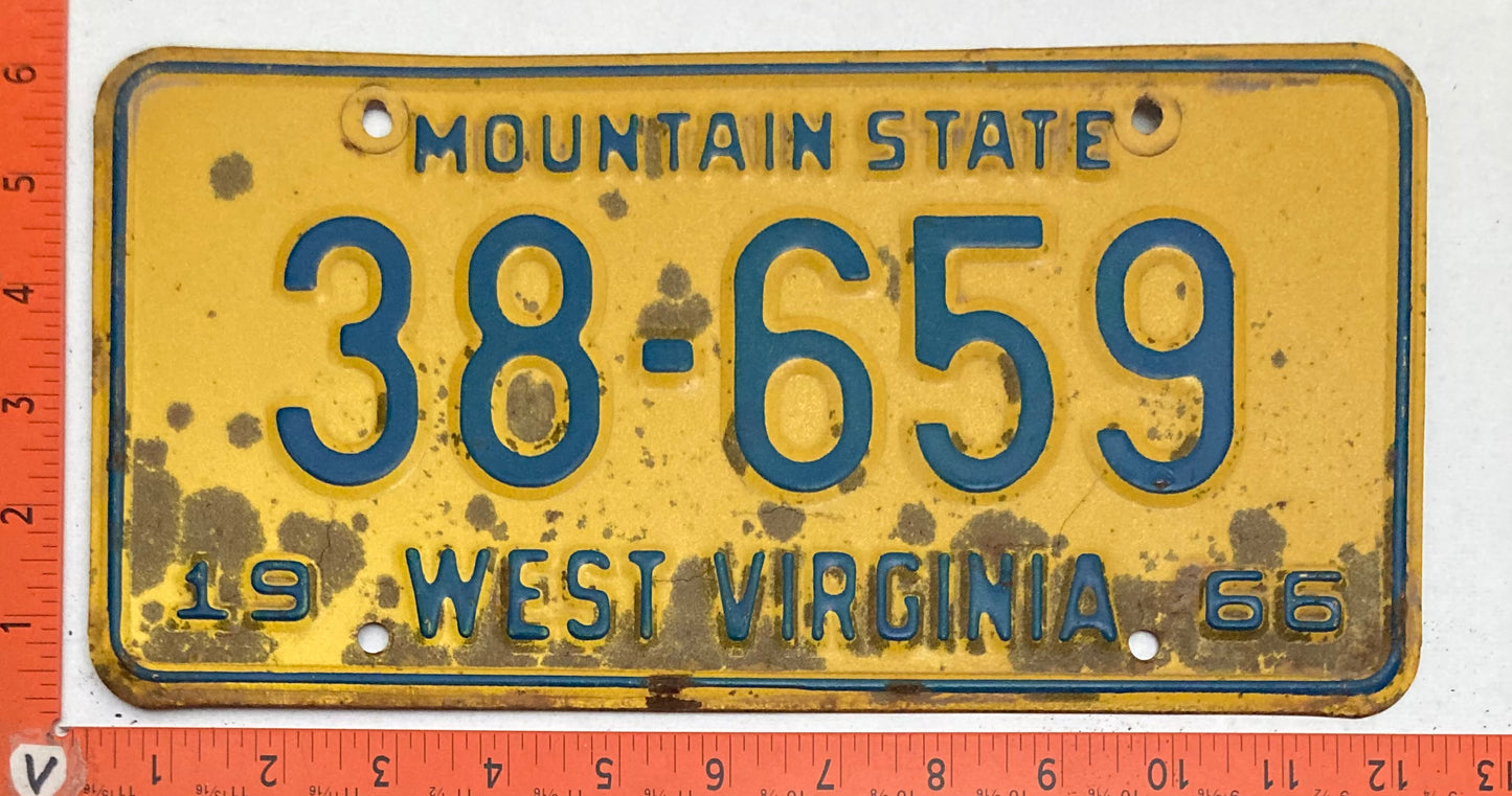 1966 West Virginia #38-659 Passenger License Plate