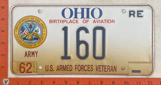 Undated Ohio #160 Veteran Passenger License Plate