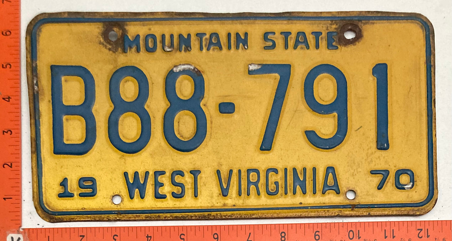 1970 West Virginia #B88-791 Truck License Plate