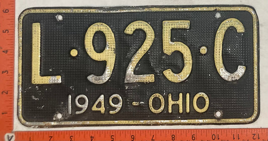 1949 Ohio #L-925-C Passenger License Plate