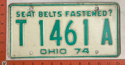 1974 Ohio #T 1461 A Passenger License Plate