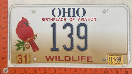 1999 Ohio #139 Passenger License Plate