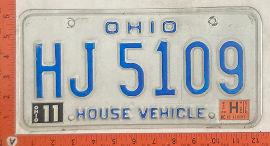 1982 Ohio #HJ 5109 House Vehicle License Plate