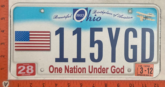2012 Ohio #115YGD Passenger License Plate