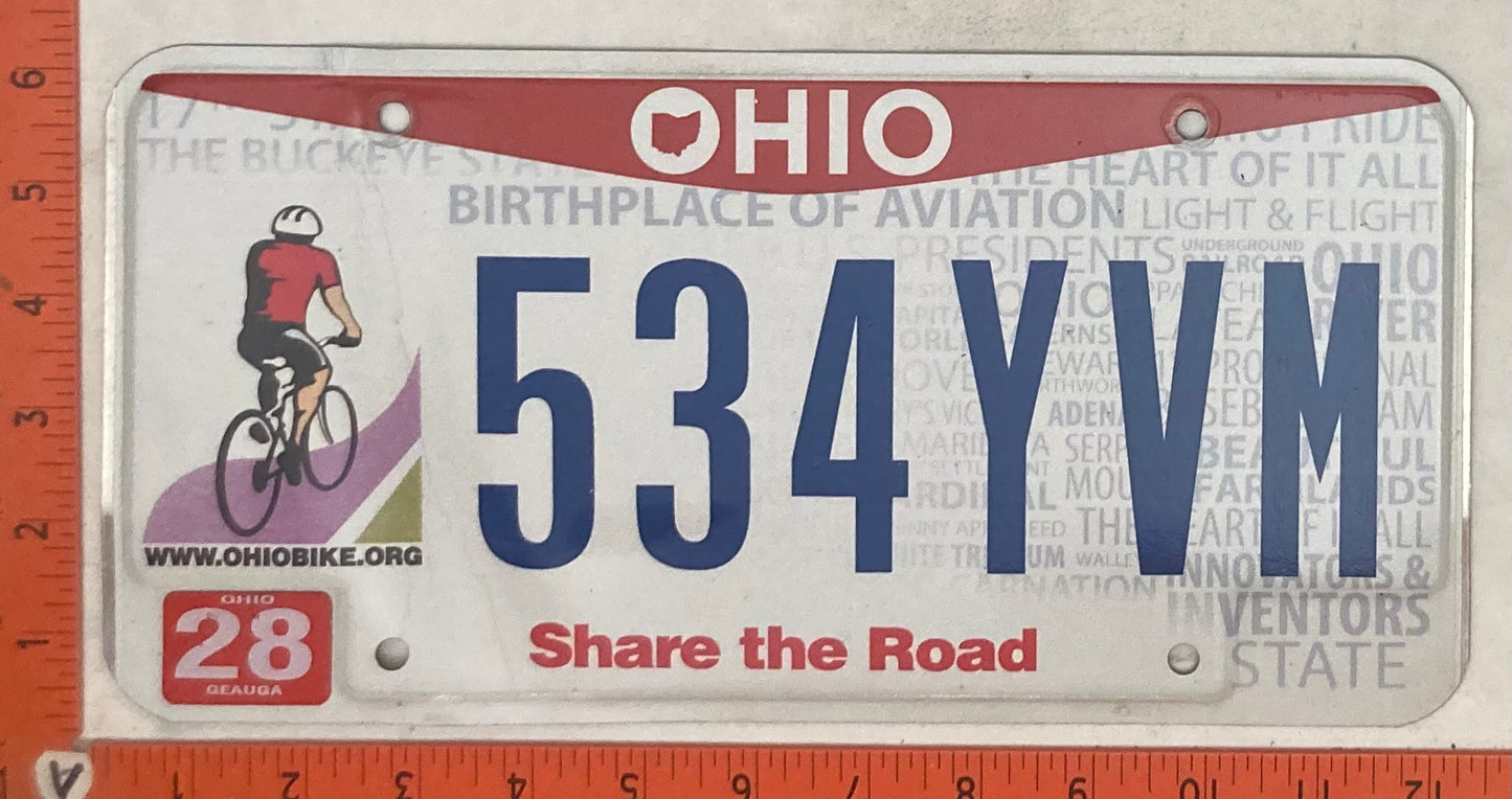 Undated Ohio #534YVM Passenger License Plate