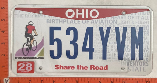 Undated Ohio #534YVM Passenger License Plate