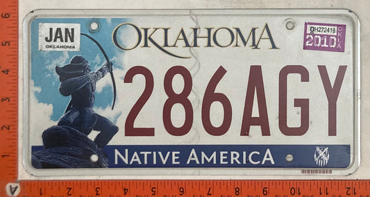 2010 Oklahoma #286AGY Passenger License Plate