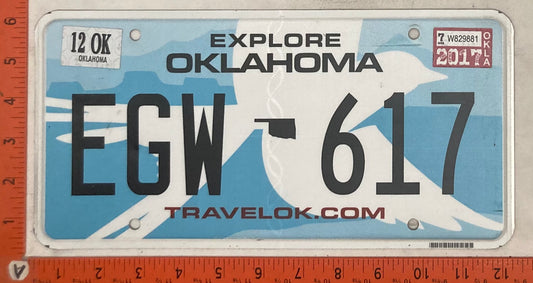 2017 Oklahoma #EGW-617 Passenger License Plate