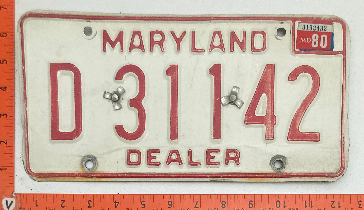 1980 Maryland #D 31142 Dealer License Plate