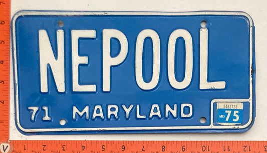 1975 Maryland #NEPOOL Vanity License Plate