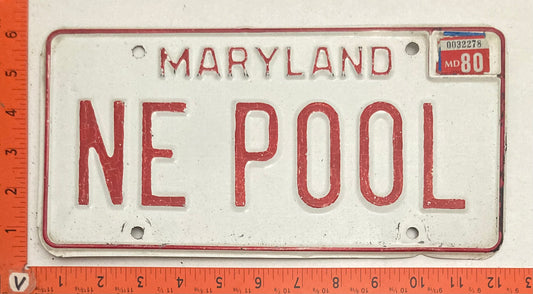1980 Maryland #NE POOL Vanity License Plate