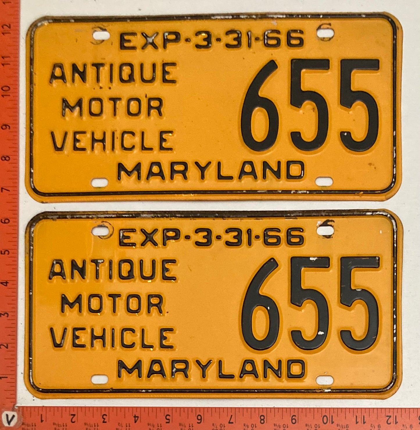 1965 Maryland #655 Antique Motor Vehicle License Plate