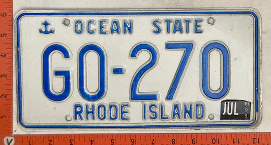 1995 Rhode Island #GO-270 Passenger License Plate