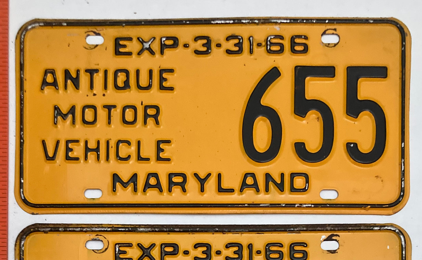 1965 Maryland #655 Antique Motor Vehicle License Plate