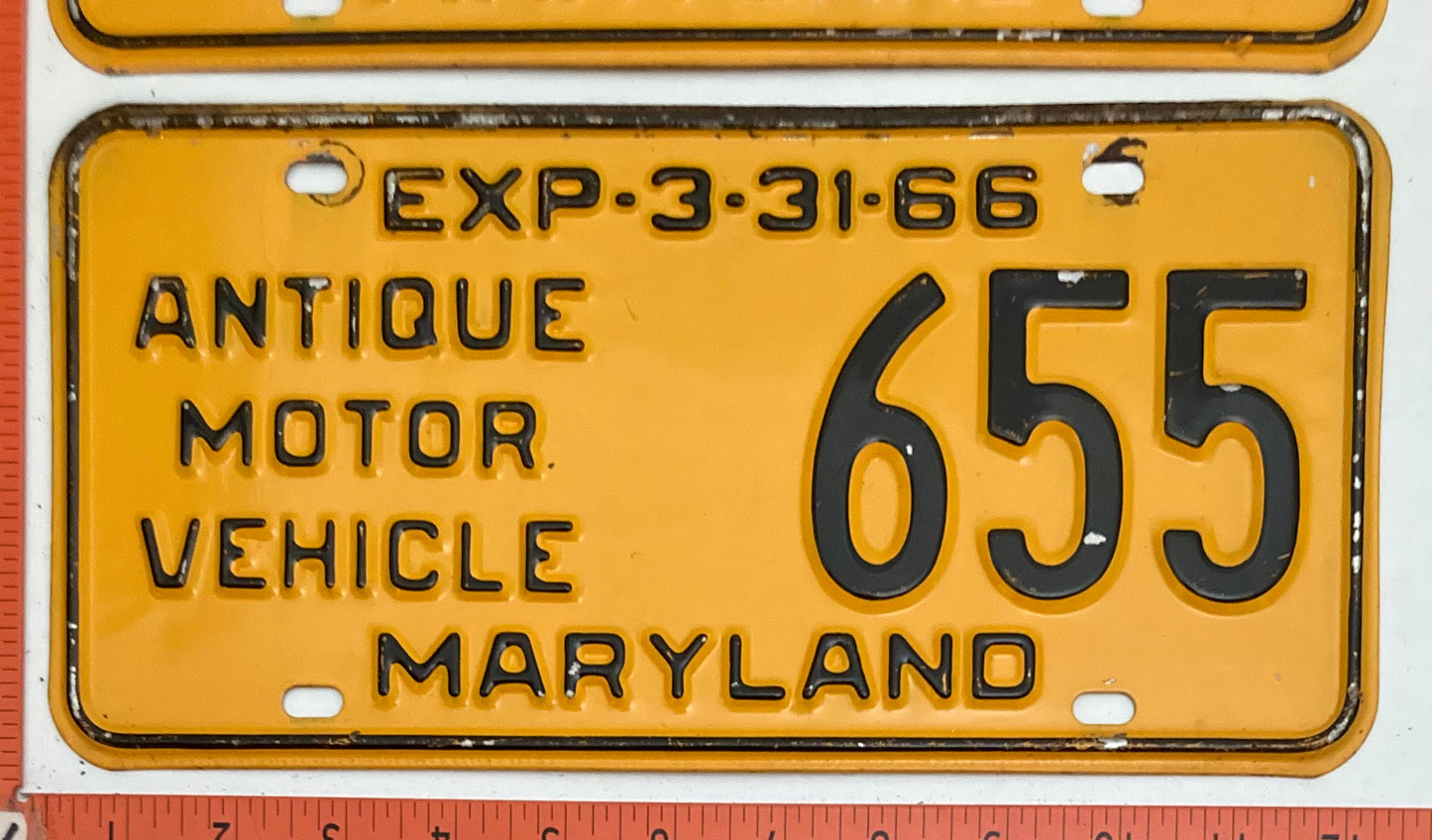 1965 Maryland #655 Antique Motor Vehicle License Plate