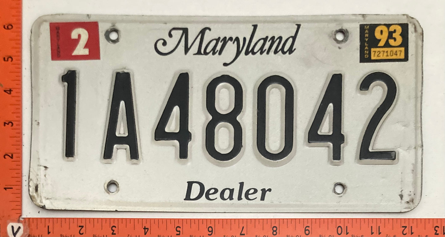 1993 Maryland #1A48042 Dealer License Plate