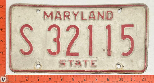 1976 Maryland #S 32115 State Government License Plate