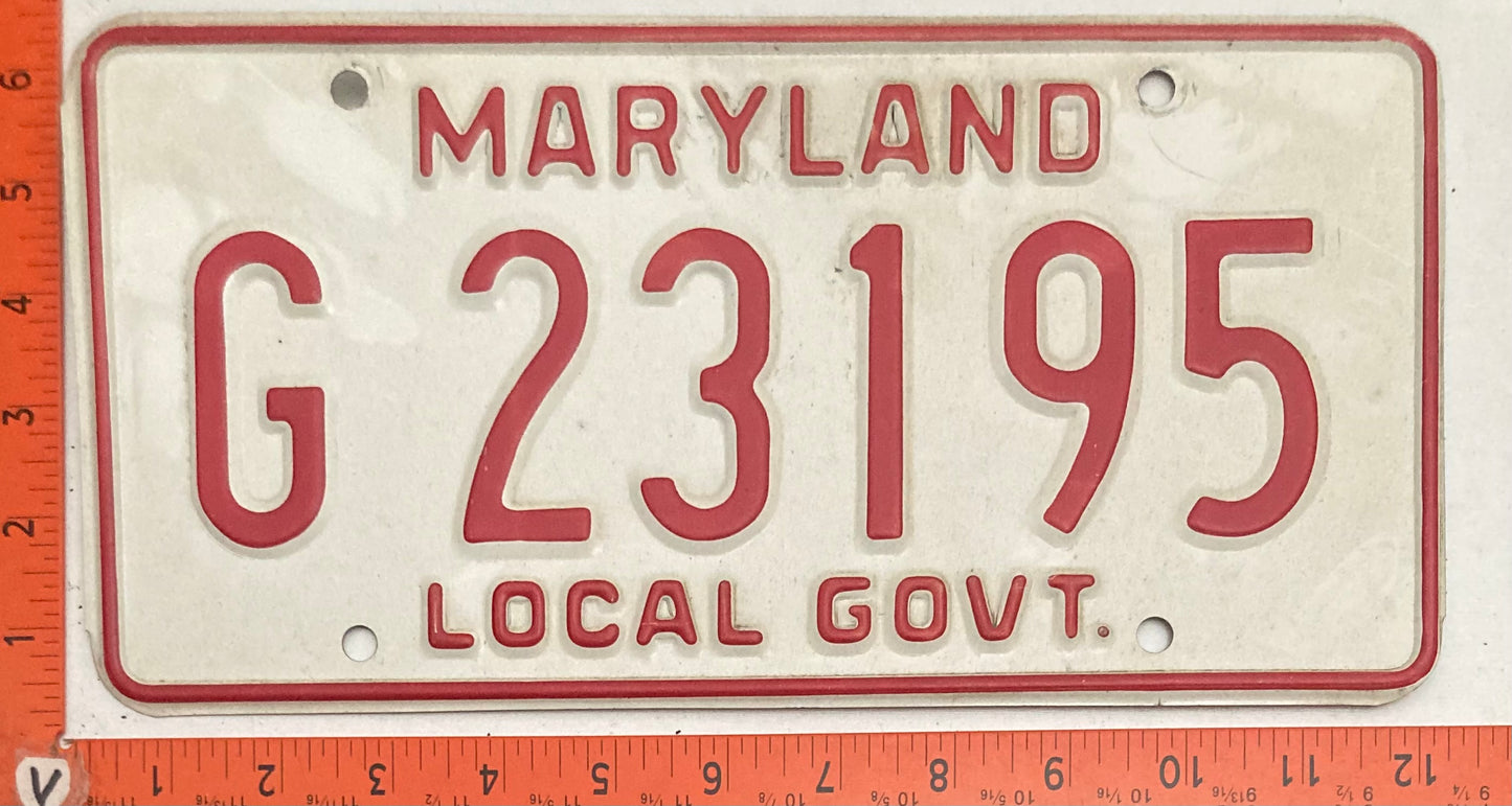 1976 Maryland #G 23195 Local Government License Plate