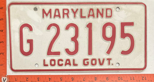 1976 Maryland #G 23195 Local Government License Plate