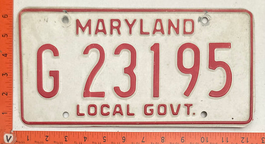 1976 Maryland #G 23195 Local Government License Plate