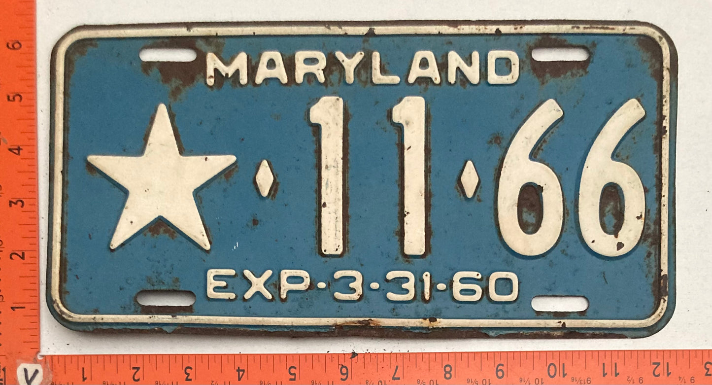 1960 Maryland #11-66 Local Government License Plate