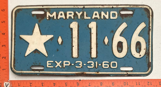 1960 Maryland #11-66 Local Government License Plate