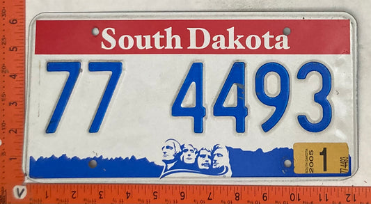 2005 South Dakota #77 4493 Dealer License Plate