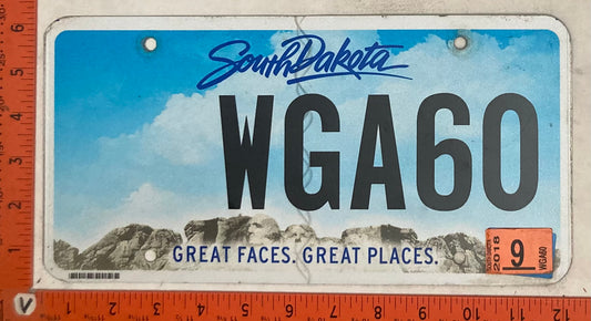 2018 South Dakota #WGA60 Passenger License Plate