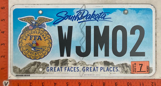 2018 South Dakota #WJM02 Passenger License Plate