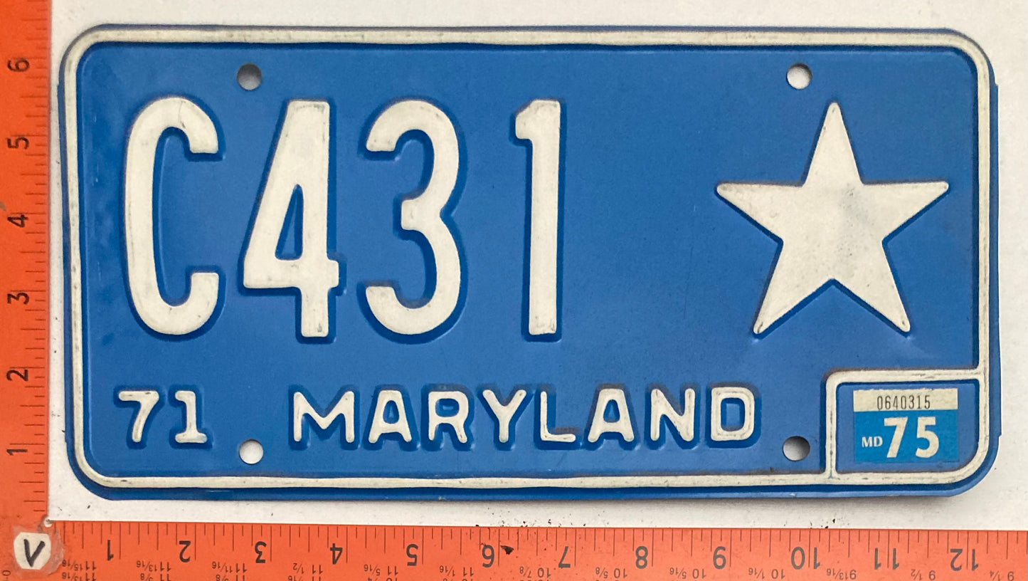 1975 Maryland #C431 Local Government License Plate