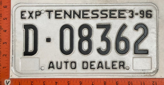 1996 Tennessee #D-08362 Auto Dealer License Plate