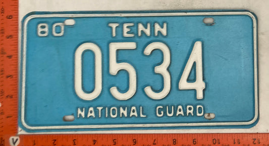 1980 Tennessee #0534 National Guard Passenger License Plate