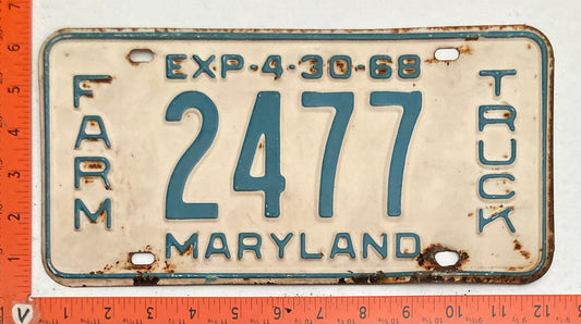1968 Maryland #2477 Farm Truck License Plate