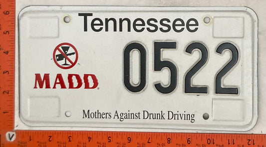 Undated Tennessee #0522 Passenger License Plate