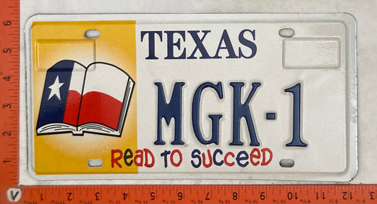 Undated Texas #MGK-1 Passenger License Plate (Vanity)