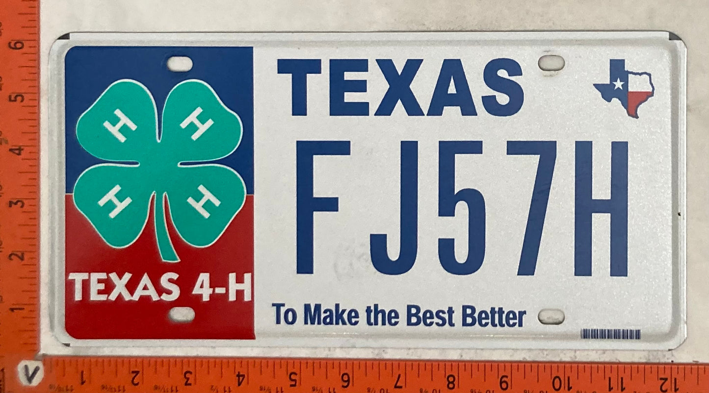 Undated Texas #FJ57H Passenger License Plate