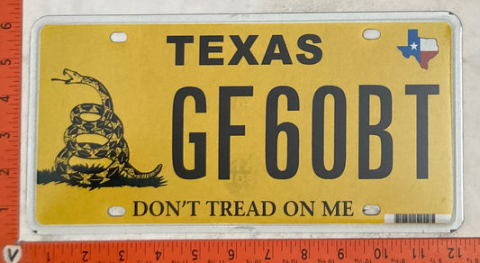 Undated Texas #GF60BT Passenger License Plate