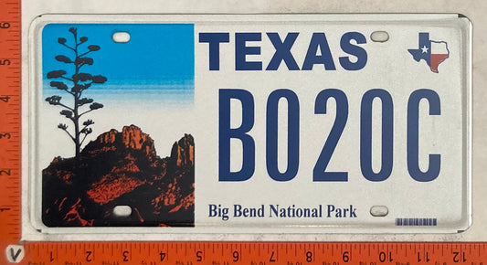 Undated Texas #B020C Passenger License Plate