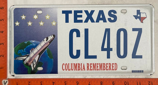 Undated Texas #CL40Z Passenger License Plate