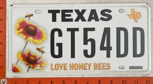 Undated Texas #GT54DD Passenger License Plate