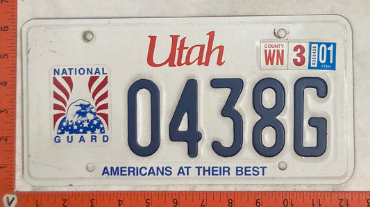 2001 Utah #0438G National Guard Passenger License Plate