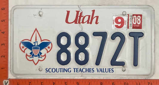 2008 Utah #8872T Passenger License Plate