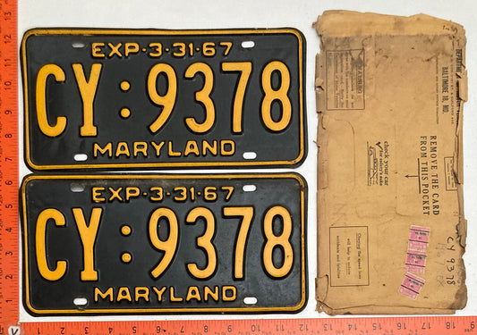 1967 Maryland #CY:9378 Passenger License Plate