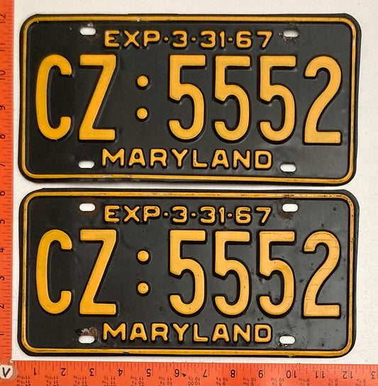 1967 Maryland #CZ:5552 Passenger License Plate