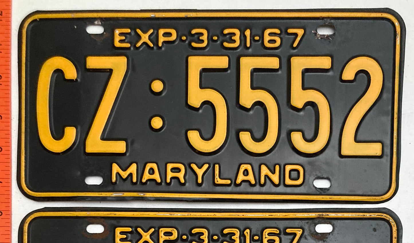 1967 Maryland #CZ:5552 Passenger License Plate
