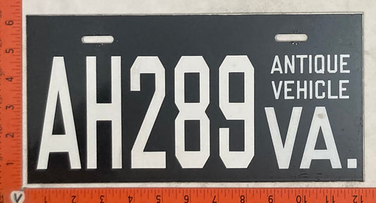 Undated Virginia #AH289 Antique Vehicle Passenger License Plate