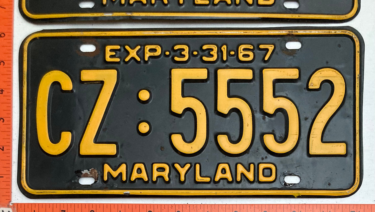 1967 Maryland #CZ:5552 Passenger License Plate
