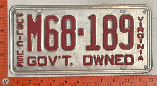 Undated Virginia #M68-189 Public Utilities License Plate