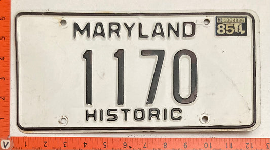 1985 Maryland #1170 Historic License Plate