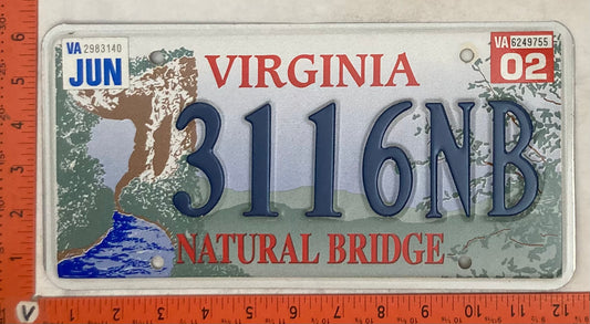 2002 Virginia #3116NB Passenger License Plate